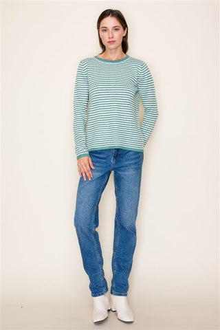 Striped Crewneck Sweater-Shirts & Tops-Staccato-Stella Violet Boutique in Arvada, Colorado