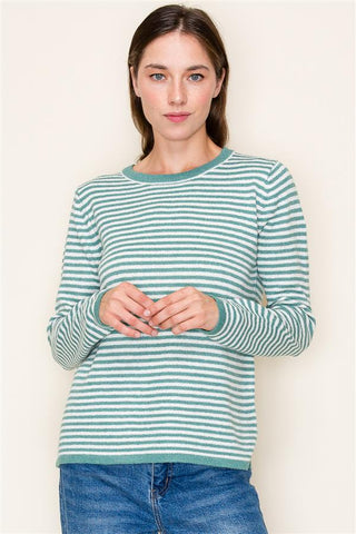 Striped Crewneck Sweater-Shirts & Tops-Staccato-Stella Violet Boutique in Arvada, Colorado