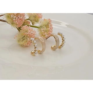 Double Layer Pearl & Enamel Mini Hoop Earrings-Earrings-Betty Oh-Stella Violet Boutique in Arvada, Colorado