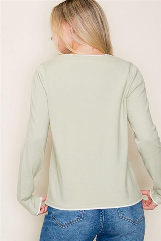 Sagebrush Contrast Crew Sweater-Shirts & Tops-Staccato-Stella Violet Boutique in Arvada, Colorado