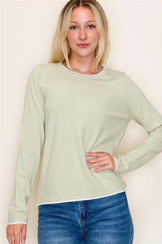 Sagebrush Contrast Crew Sweater-Shirts & Tops-Staccato-Stella Violet Boutique in Arvada, Colorado