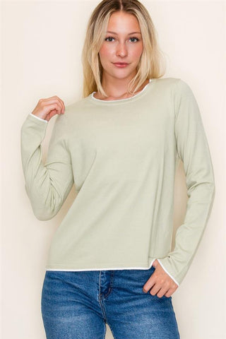 Sagebrush Contrast Crew Sweater-Shirts & Tops-Staccato-Stella Violet Boutique in Arvada, Colorado