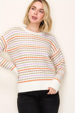Confetti Grid Sweater-Shirts & Tops-Staccato-Stella Violet Boutique in Arvada, Colorado