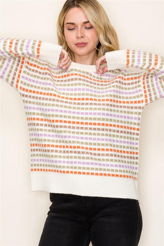 Confetti Grid Sweater-Shirts & Tops-Staccato-Stella Violet Boutique in Arvada, Colorado