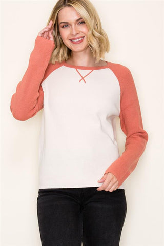 Waffle & Whimsy Contrast Top-Shirts & Tops-Staccato-Stella Violet Boutique in Arvada, Colorado