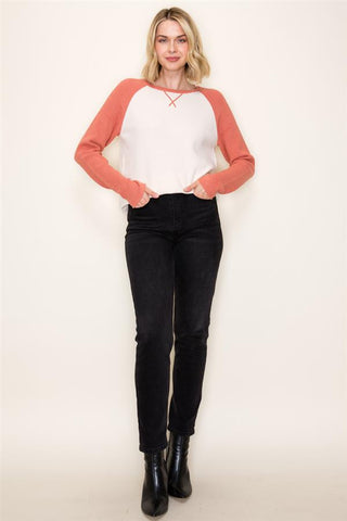 Waffle & Whimsy Contrast Top-Shirts & Tops-Staccato-Stella Violet Boutique in Arvada, Colorado