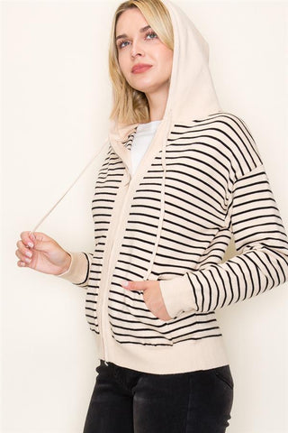 Seaside Stripe Zip Hoodie-Shirts & Tops-Staccato-Stella Violet Boutique in Arvada, Colorado
