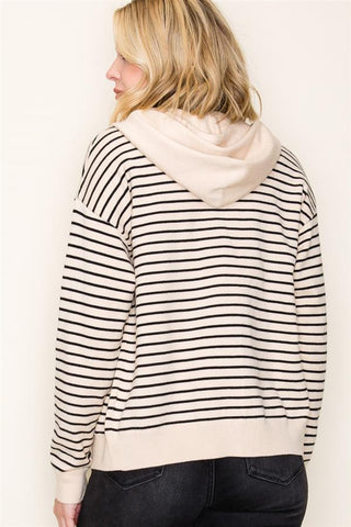 Seaside Stripe Zip Hoodie-Shirts & Tops-Staccato-Stella Violet Boutique in Arvada, Colorado