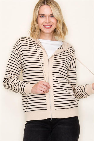 Seaside Stripe Zip Hoodie-Shirts & Tops-Staccato-Stella Violet Boutique in Arvada, Colorado