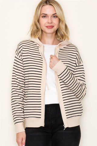 Seaside Stripe Zip Hoodie-Shirts & Tops-Staccato-Stella Violet Boutique in Arvada, Colorado