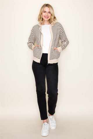 Seaside Stripe Zip Hoodie-Shirts & Tops-Staccato-Stella Violet Boutique in Arvada, Colorado
