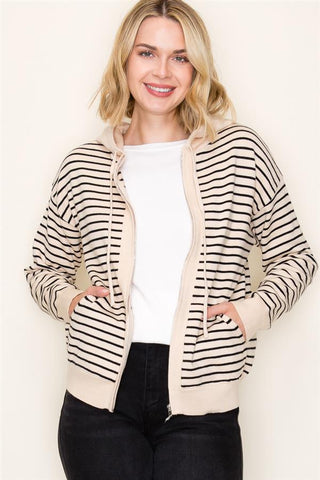 Seaside Stripe Zip Hoodie-Shirts & Tops-Staccato-Stella Violet Boutique in Arvada, Colorado