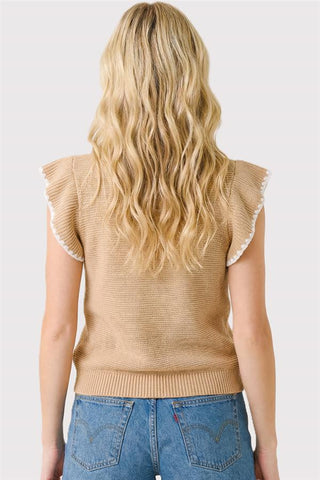 Natural Ruffle Sleeve Sweater Top-Top-Staccato-Stella Violet Boutique in Arvada, Colorado