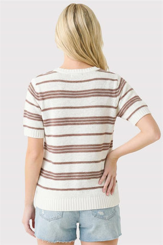 Rust Stripe Sweater Knit Top-Top-Staccato-Stella Violet Boutique in Arvada, Colorado