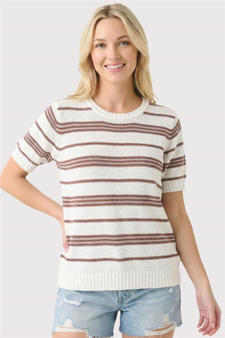 Rust Stripe Sweater Knit Top-Top-Staccato-Stella Violet Boutique in Arvada, Colorado