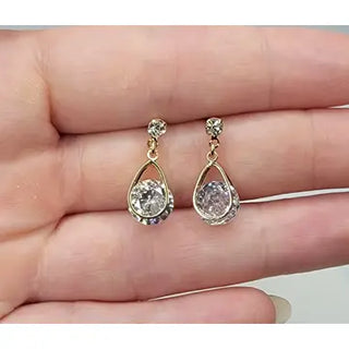 CZ Diamond Cut Dangle Earrings-Earrings-Betty Oh-Stella Violet Boutique in Arvada, Colorado