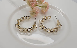 Gold Link Chain Hoop Earrings-Earrings-Betty Oh-Stella Violet Boutique in Arvada, Colorado