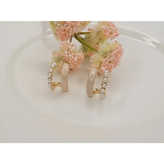 Double Layer Pearl & Enamel Mini Hoop Earrings-Earrings-Betty Oh-Stella Violet Boutique in Arvada, Colorado