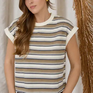Vintage Stripe Crewneck Sleeveless Knit Top-Shirts & Tops-Blu Pepper-Stella Violet Boutique in Arvada, Colorado