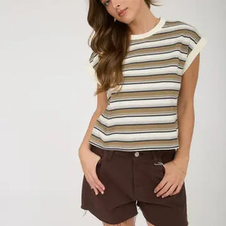 Vintage Stripe Crewneck Sleeveless Knit Top-Shirts & Tops-Blu Pepper-Stella Violet Boutique in Arvada, Colorado
