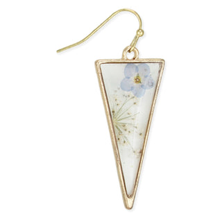 Long Triangle Gold Dried Flower Earrings-Earrings-Zad-Stella Violet Boutique in Arvada, Colorado