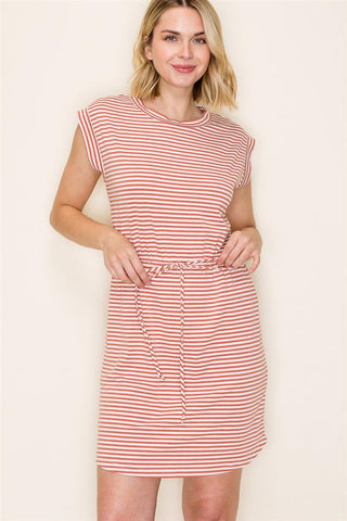Copper Stripe Jersey Dress-Dresses-Staccato-Stella Violet Boutique in Arvada, Colorado