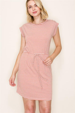 Copper Stripe Jersey Dress-Dresses-Staccato-Stella Violet Boutique in Arvada, Colorado