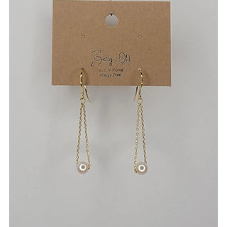 Single Pearl Chain Dangle Earrings-Earrings-Betty Oh-Stella Violet Boutique in Arvada, Colorado