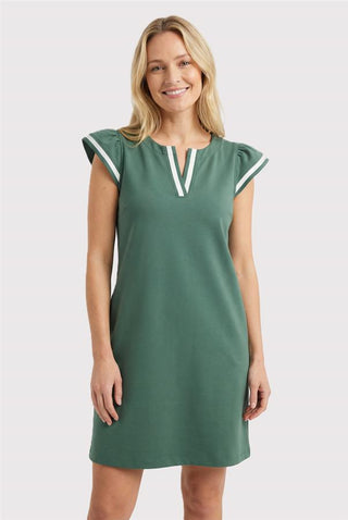 Olive Ruffle Sleeve Knit Dress-Dress-Staccato-Stella Violet Boutique in Arvada, Colorado