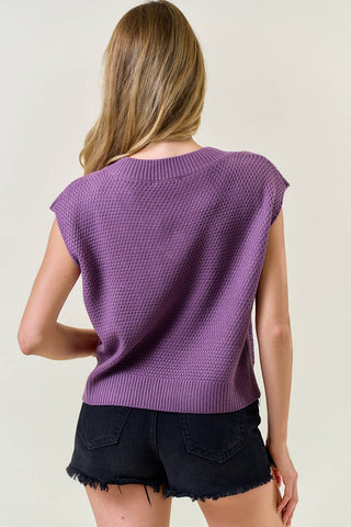 Lavender Waffle Knit Sweater-Apparel & Accessories-Doe and Rae-Stella Violet Boutique in Arvada, Colorado