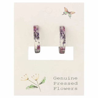 Purple Dried Flowers Acrylic Hoop Earrings-Earrings-Zad-Stella Violet Boutique in Arvada, Colorado