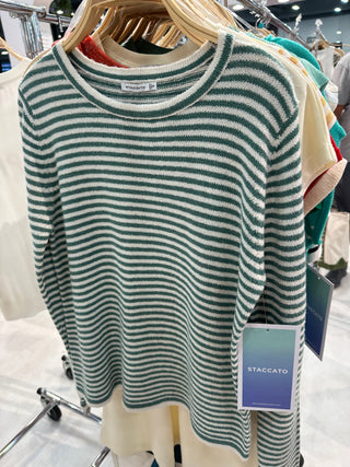 Striped Crewneck Sweater-Shirts & Tops-Staccato-Stella Violet Boutique in Arvada, Colorado