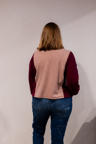 The "Line Up" Puff Sleeve Oversized Striped Sweatshirt ✨-Top-Doe & Rae-Stella Violet Boutique in Arvada, Colorado