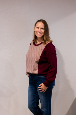 The "Line Up" Puff Sleeve Oversized Striped Sweatshirt ✨-Top-Doe & Rae-Stella Violet Boutique in Arvada, Colorado