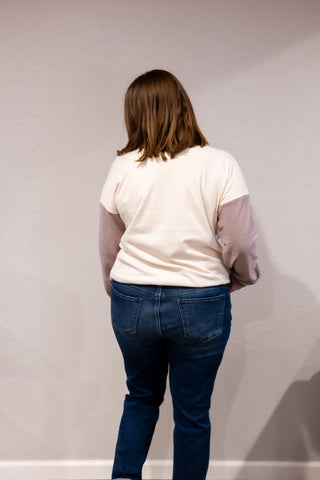 Ivory Stripe Cozy Fleece Pullover-Top-Staccato-Stella Violet Boutique in Arvada, Colorado