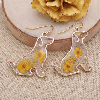 Floral Friend Gold Dog Dried Flower Earrings-Earrings-Zad-Stella Violet Boutique in Arvada, Colorado