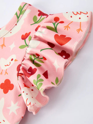 Pink Chicken Twirl Dress-Baby & Toddler Outfits-Rylee Faith Designs-Stella Violet Boutique in Arvada, Colorado