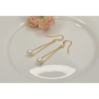 Single Pearl Chain Dangle Earrings-Earrings-Betty Oh-Stella Violet Boutique in Arvada, Colorado