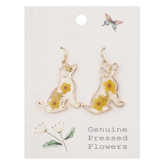 Floral Friend Gold Dog Dried Flower Earrings-Earrings-Zad-Stella Violet Boutique in Arvada, Colorado