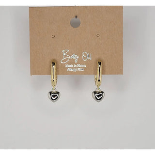 Two Tone Heart Drop Huggie Earrings-Earrings-Betty Oh-Stella Violet Boutique in Arvada, Colorado