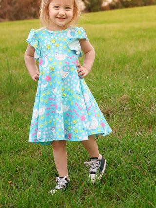 Spring Chicken Twirl Dress-Baby & Toddler Outfits-Rylee Faith Designs-Stella Violet Boutique in Arvada, Colorado