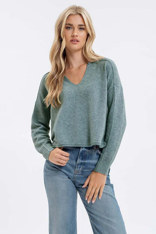 Split Neck Knit Sweater-Shirts & Tops-Blu Pepper-Stella Violet Boutique in Arvada, Colorado