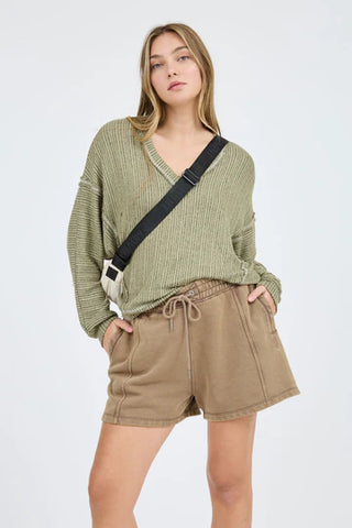 The Sunday Stripe V-Neck Sweater-Shirts & Tops-Blu Pepper-Stella Violet Boutique in Arvada, Colorado