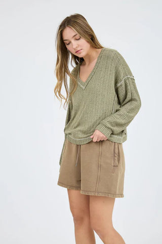 The Sunday Stripe V-Neck Sweater-Shirts & Tops-Blu Pepper-Stella Violet Boutique in Arvada, Colorado