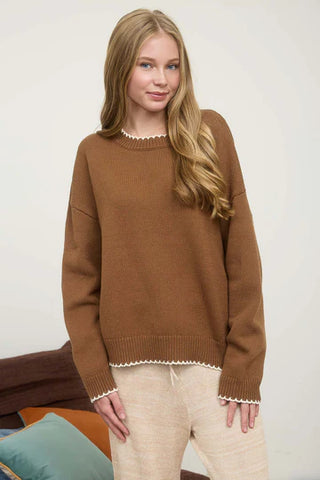 The Cozy Contrast Sweater-Shirts & Tops-Blu Pepper-Stella Violet Boutique in Arvada, Colorado