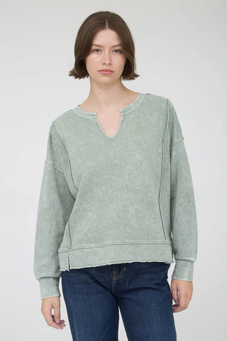 Washed V-Neck Pullover-Shirts & Tops-Blu Pepper-Stella Violet Boutique in Arvada, Colorado