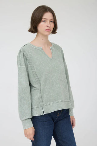 Washed V-Neck Pullover-Shirts & Tops-Blu Pepper-Stella Violet Boutique in Arvada, Colorado