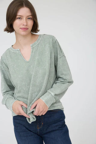 Washed V-Neck Pullover-Shirts & Tops-Blu Pepper-Stella Violet Boutique in Arvada, Colorado