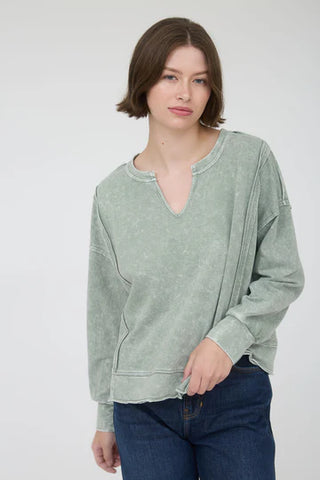 Washed V-Neck Pullover-Shirts & Tops-Blu Pepper-Stella Violet Boutique in Arvada, Colorado