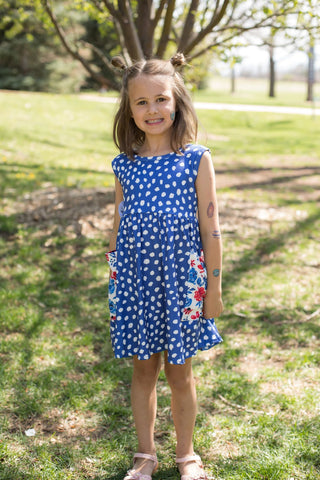 Blue Dot Pocket Dress-Dresses-Wellington Design Co - Wellie Kate-Stella Violet Boutique in Arvada, Colorado